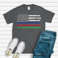 Load image into Gallery viewer, USA T-shirt, American Thin Lines Flag Tee
