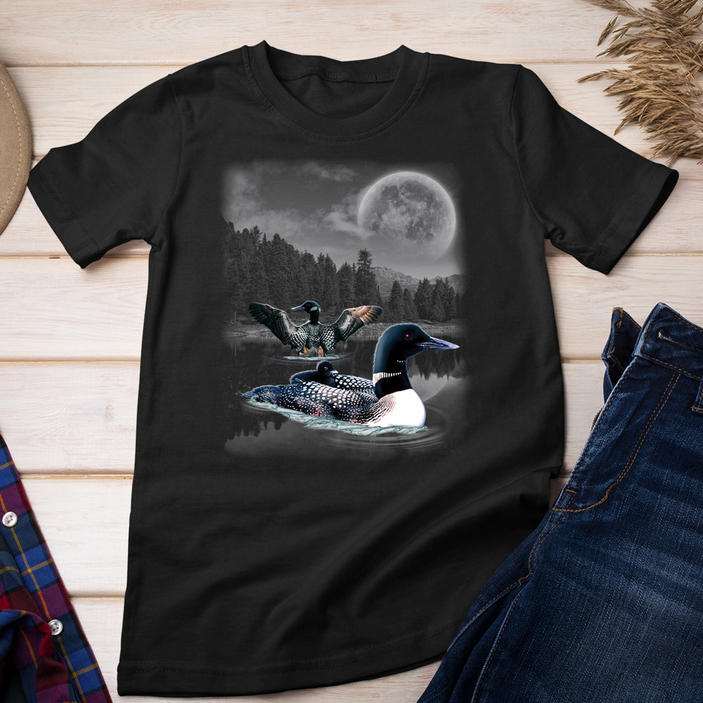 North American Wildlife T-shirt, Loon in Moonlight Tee