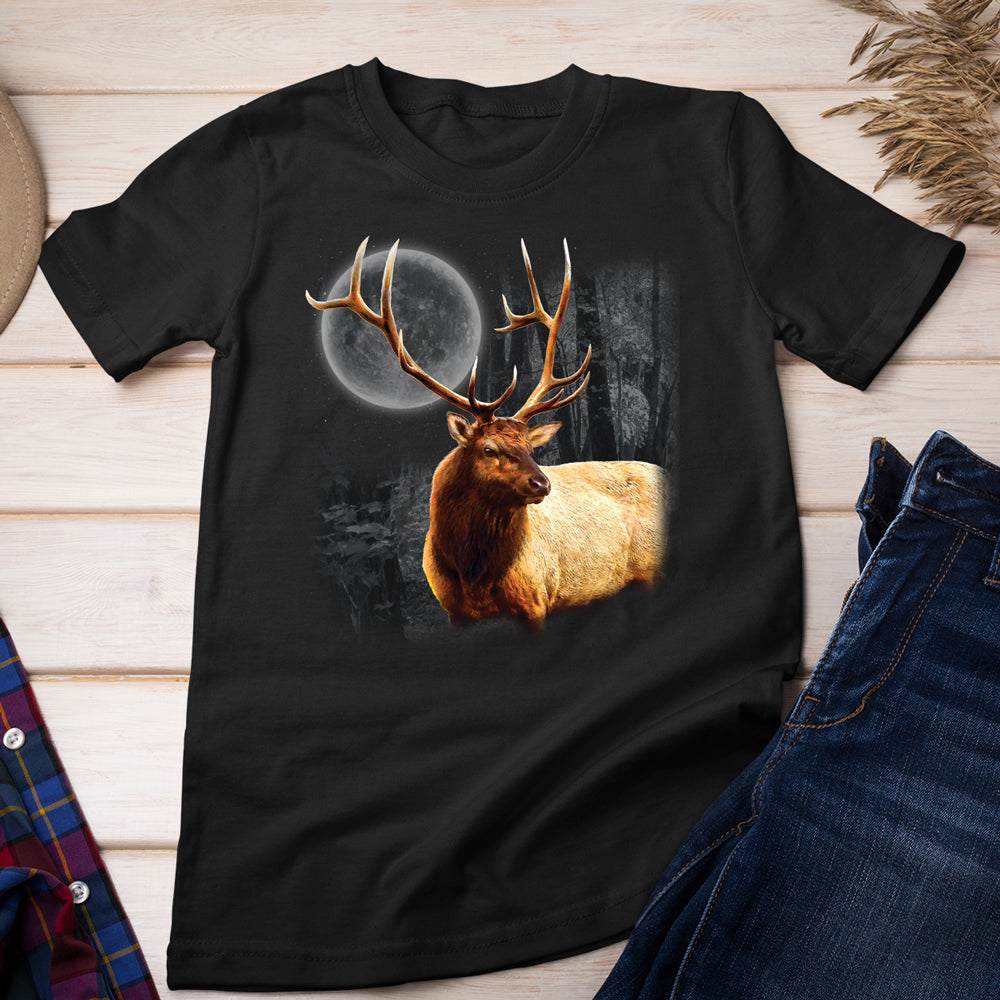 North American Wildlife T-shirt, Elk in Moonlight Tee