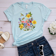 Load image into Gallery viewer, Springtime T-Shirt, Sunflowers &amp; Hummers Tee
