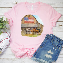 Load image into Gallery viewer, Horses T-Shirt, American Flag Barn Tee
