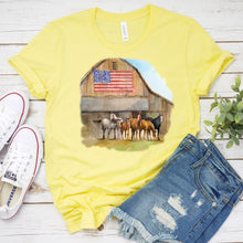 Load image into Gallery viewer, Horses T-Shirt, American Flag Barn Tee
