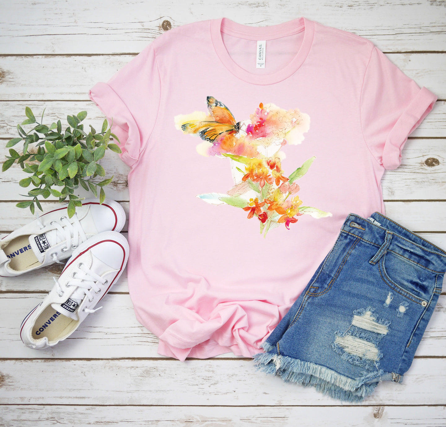 Springtime Floral T-Shirt, Monarch & Milkweed Tee