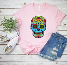 Load image into Gallery viewer, Sugar Skull T-Shirt, Neon Colorful Sugar Skull Tee
