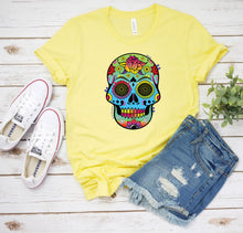 Load image into Gallery viewer, Sugar Skull T-Shirt, Neon Colorful Sugar Skull Tee
