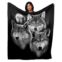 Load image into Gallery viewer, Three Wolves Portrait 50&quot; x 60&quot; Fleece Blanket
