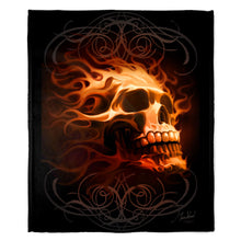 Load image into Gallery viewer, Fire Skull 50&quot; x 60&quot; Fleece Blanket

