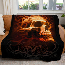 Load image into Gallery viewer, Fire Skull 50&quot; x 60&quot; Fleece Blanket
