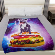 Load image into Gallery viewer, Galaxy Pitbull Riding Hamburger 50&quot; x 60&quot; Fleece Blanket
