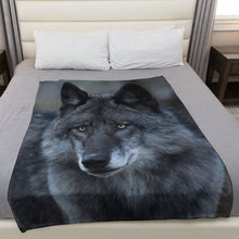 Load image into Gallery viewer, Black Wolf Portrait 50&quot; x 60&quot; Fleece Blanket
