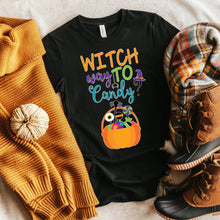 Load image into Gallery viewer, Witch Way T-shirt, Halloween Tee
