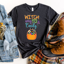 Load image into Gallery viewer, Witch Way T-shirt, Halloween Tee
