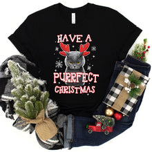 Load image into Gallery viewer, Purrfect Christmas T-shirt, Christmas Tee
