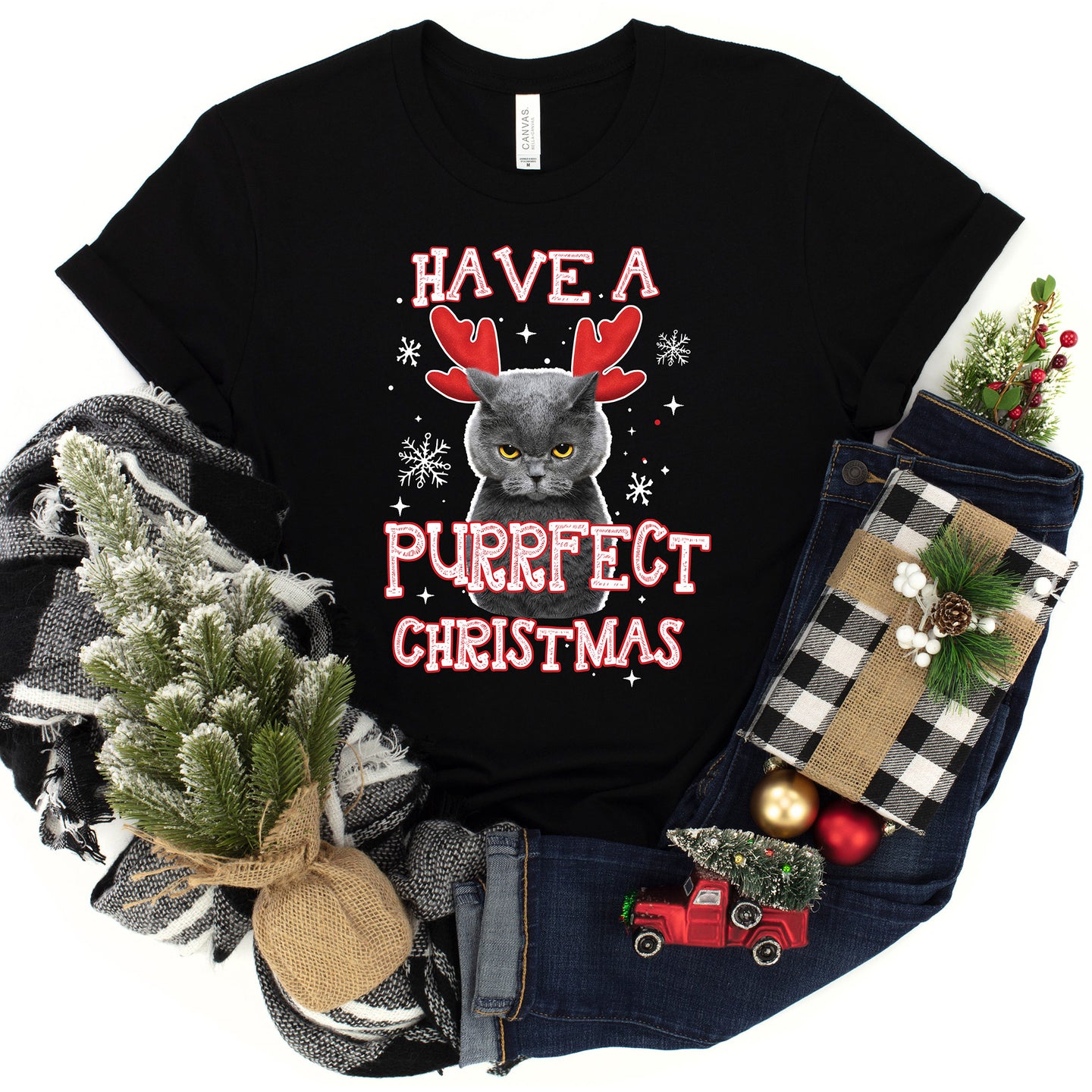 Purrfect Christmas T-shirt, Christmas Tee