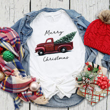 Load image into Gallery viewer, Merry Christmas Tree Truck T-shirt, Christmas Tee
