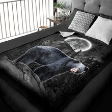 Load image into Gallery viewer, 50&quot; x 60&quot; Black Bear Wilderness Plush Minky Blanket
