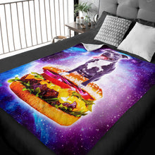 Load image into Gallery viewer, 50&quot; x 60&quot; Galaxy Pitbull Riding Hamburger Plush Minky Blanket
