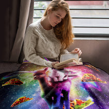 Load image into Gallery viewer, 50&quot; x 60&quot; Cosmic Cat Riding Alpacacorn Plush Minky Blanket
