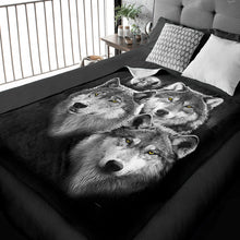 Load image into Gallery viewer, 50&quot; x 60&quot; Three Wolves Portrait Plush Minky Blanket
