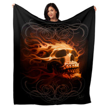 Load image into Gallery viewer, 50&quot; x 60&quot; Fire Skull Plush Minky Blanket
