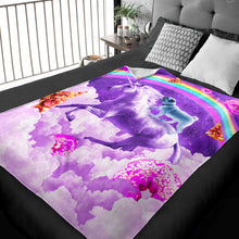 Load image into Gallery viewer, 50&quot; x 60&quot; Rainbow Pug Riding Unicorn Plush Minky Blanket
