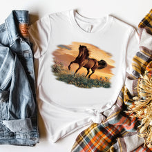 Load image into Gallery viewer, Horses T-Shirt, Horse Galloping in Sunset Tee
