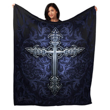 Load image into Gallery viewer, 50&quot; x 60&quot; Gothic Cross Plush Minky Blanket
