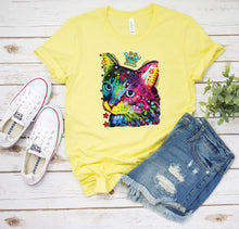 Load image into Gallery viewer, Neon Thinking Cat Crowned T-shirt
