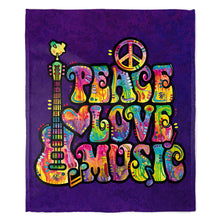 Load image into Gallery viewer, 50&quot; x 60&quot; Peace Love Music Plush Minky Blanket
