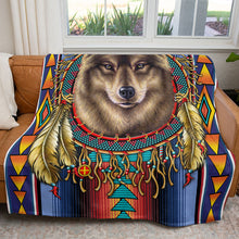 Load image into Gallery viewer, 50&quot; x 60&quot; Serape Wolf Plush Minky Blanket
