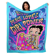 Load image into Gallery viewer, 50&quot; x 60&quot; Betty Boop Peace Love Plush Minky Blanket
