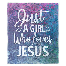 Load image into Gallery viewer, 50&quot; x 60&quot; Just a Girl Who Loves Jesus Plush Minky Blanket
