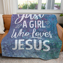 Load image into Gallery viewer, 50&quot; x 60&quot; Just a Girl Who Loves Jesus Plush Minky Blanket
