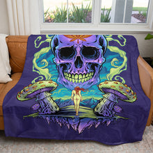 Load image into Gallery viewer, 50&quot; x 60&quot; Weed Skull Plush Minky Blanket
