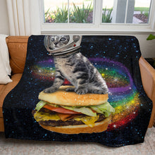 Load image into Gallery viewer, 50&quot; x 60&quot; Rainbow Burger Cat Plush Minky Blanket
