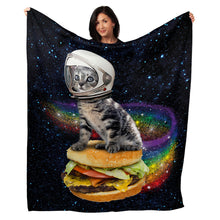 Load image into Gallery viewer, 50&quot; x 60&quot; Rainbow Burger Cat Plush Minky Blanket

