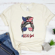 Load image into Gallery viewer, USA Girl Mom Bun T-shirt
