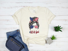 Load image into Gallery viewer, USA Girl Mom Bun T-shirt
