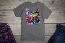 Load image into Gallery viewer, Neon Thoughtful Cat T-shirt
