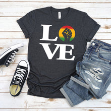 Load image into Gallery viewer, Black Pride T-shirt, Love &amp; Raised Fist
