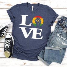 Load image into Gallery viewer, Black Pride T-shirt, Love &amp; Raised Fist
