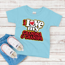 Load image into Gallery viewer, Kids T-shirt, I Love My Grandma and Grandpa Tee
