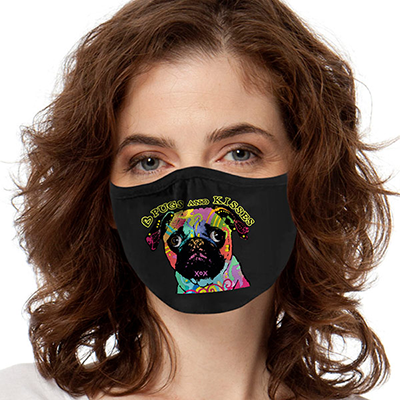Pug FACE MASK Pugs & Kisses Cover Your Face Masks