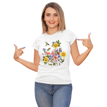 Load image into Gallery viewer, Women&#39;s Sunflowers &amp; Hummers Solar Tee
