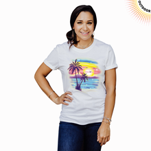 Load image into Gallery viewer, Adult Unisex Airbrush Palm Trees Solar Tee
