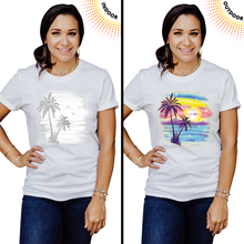Load image into Gallery viewer, Adult Unisex Airbrush Palm Trees Solar Tee
