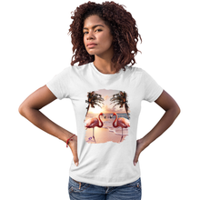 Load image into Gallery viewer, Women&#39;s Colorful Flamingo Palm Tree Solar Tee
