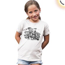 Load image into Gallery viewer, Kid&#39;s Hollyhock Horses Solar Tee
