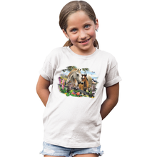 Load image into Gallery viewer, Kid&#39;s Hollyhock Horses Solar Tee
