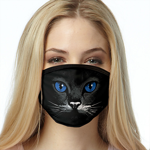 Cat FACE MASK Blue Eyes Black Cat Face Covering